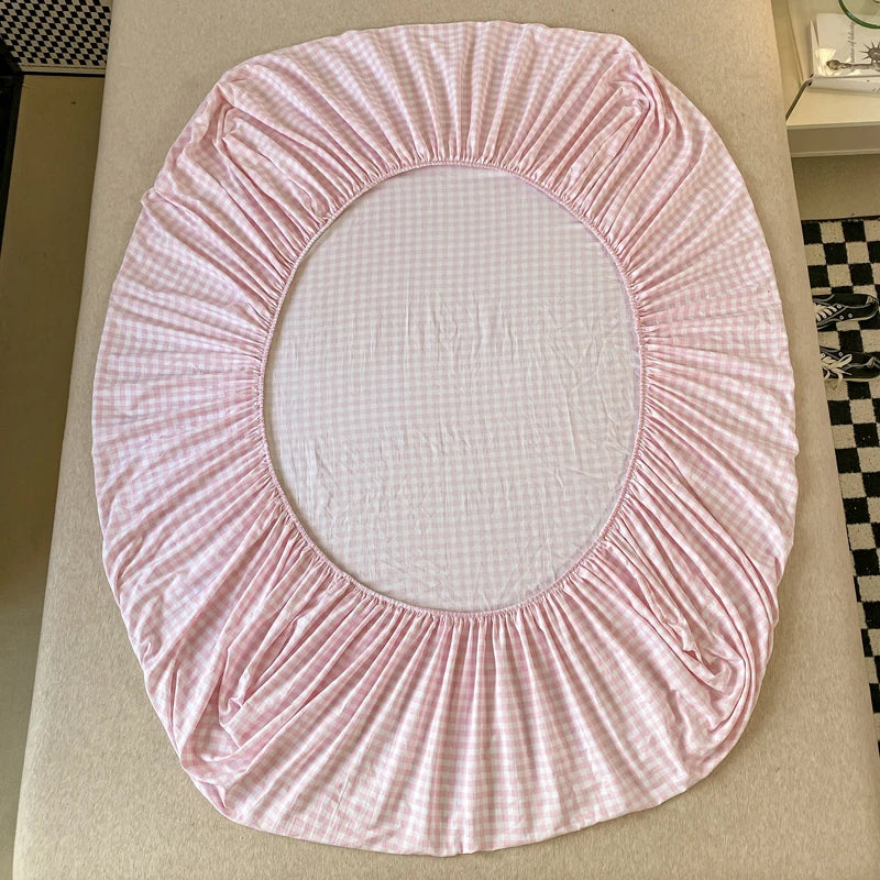 Sábana Ajustable Estilo Plaid, Funda de Cama Suave para la Piel, Sábana Elástica para Habitación de Niñas y Niños, Ropa de Cama para el Hogar (Sin Funda de Almohada)