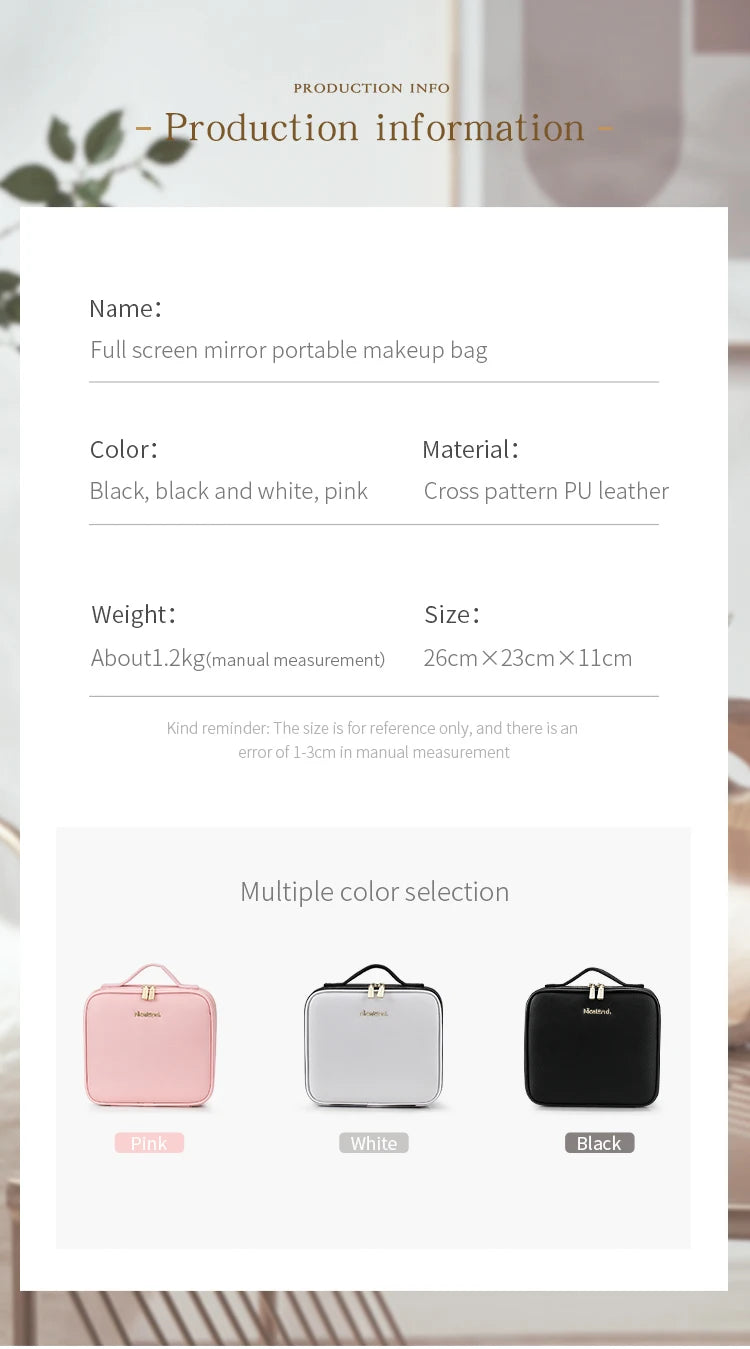 Bolsa de maquillaje, neceser de viaje de gran capacidad, impermeable, organizador de cosméticos con compartimento para brochas de maquillaje y asa para mujer