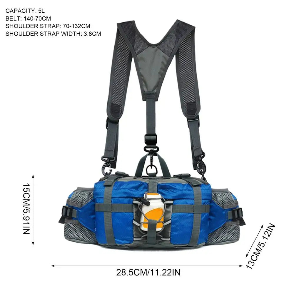 Sac banane de randonnée avec 2 porte-bouteilles d'eau, sac banane d'extérieur, sac à dos de cyclisme étanche, sangle réglable, sac de rangement pour le sport