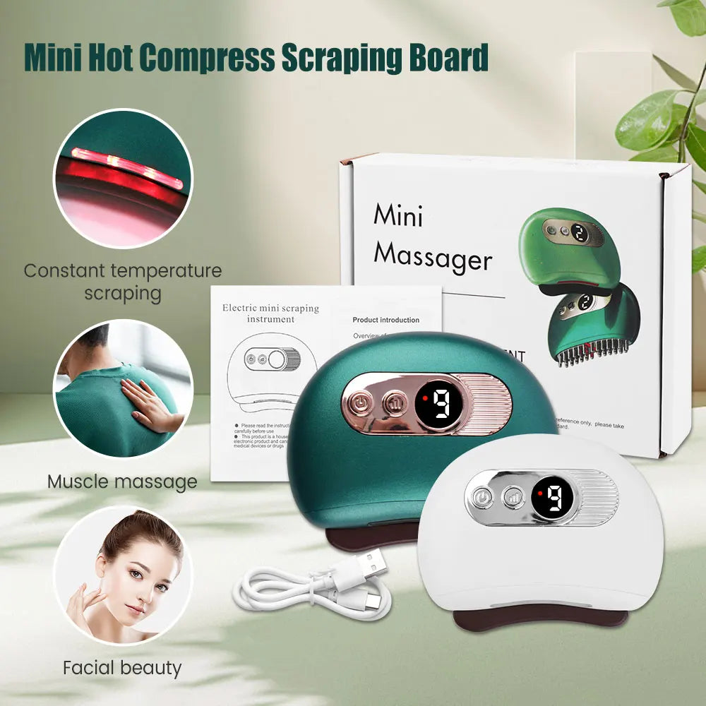 Masajeador Guasha Eléctrico Corporal Raspado Calentamiento Vibración Músculo Guasha Facial Cuello Ojos Cuchillo de Masaje Piedra Gua Sha Raspador Gouache