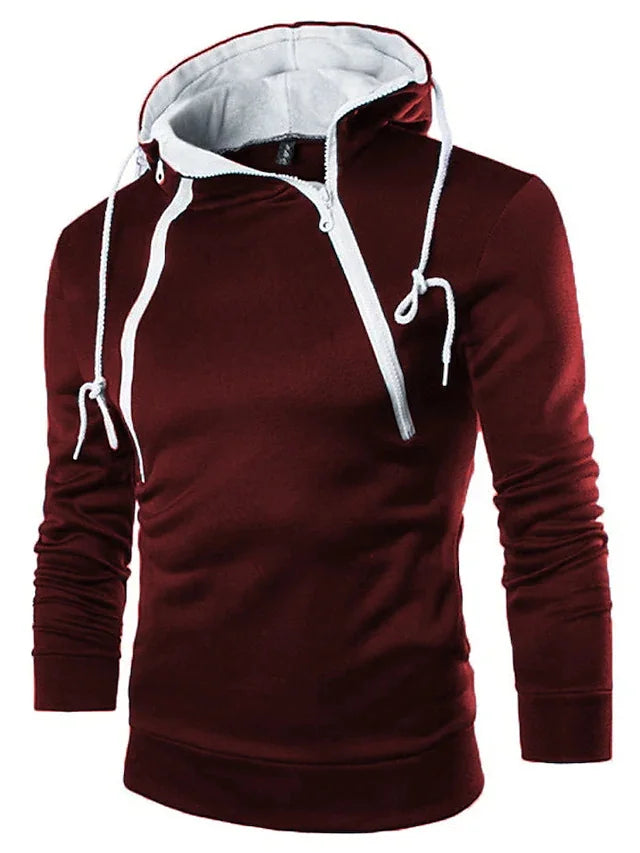 Sudadera con capucha de manga larga para hombre, sudadera con cremallera y capucha, cuello alto, top, chaqueta, abrigo, suéter negro