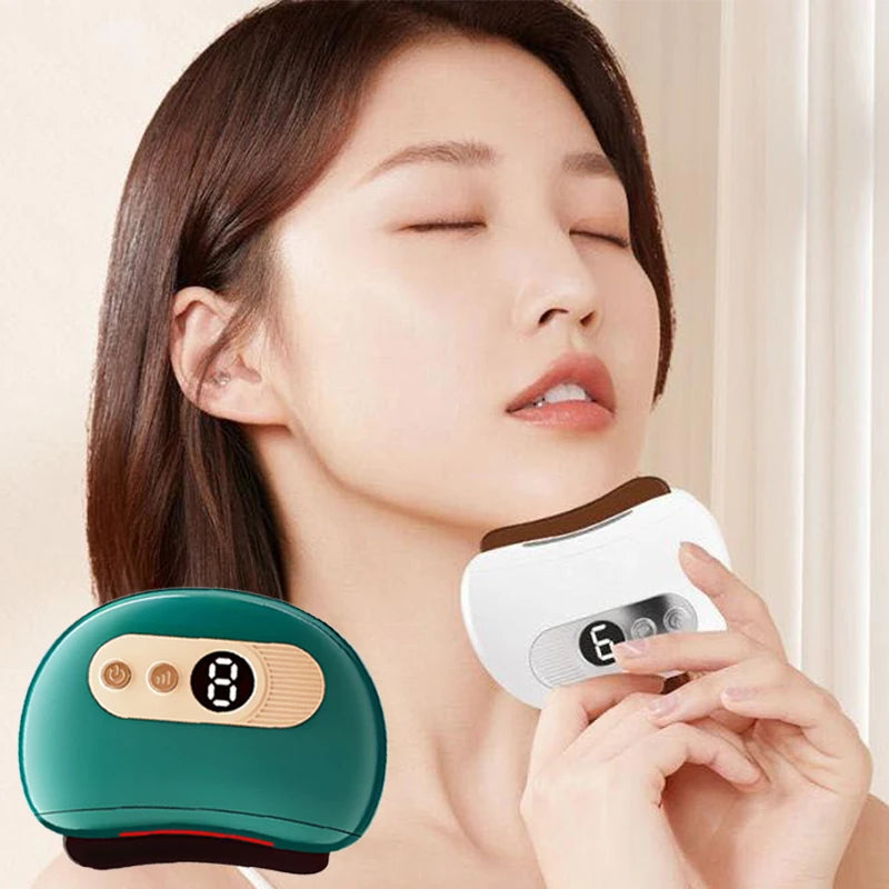 Masajeador eléctrico USB Guasha, piedra caliente, calentamiento por vibración, tabla de raspado, masaje de cuello y espalda, herramientas faciales Gua Sha para lifting facial