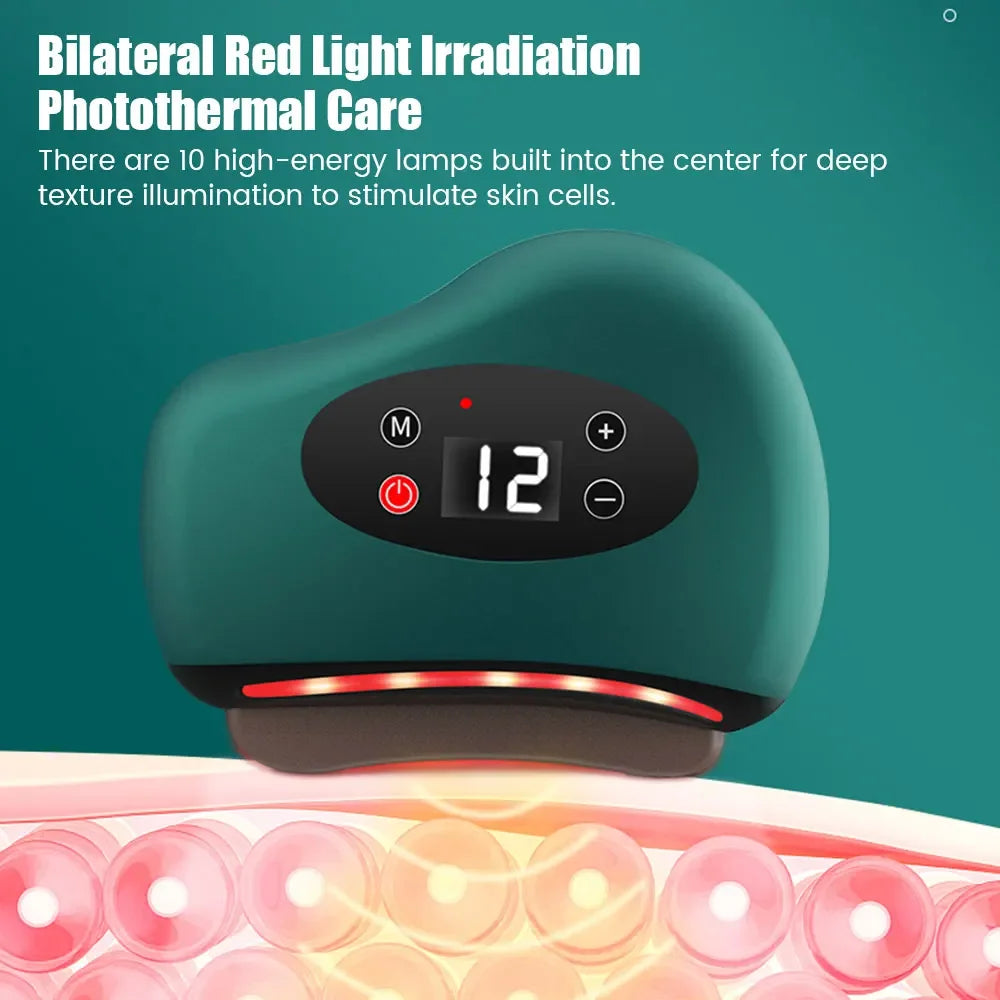 Masajeador Guasha Eléctrico Corporal Raspado Calentamiento Vibración Músculo Guasha Facial Cuello Ojos Cuchillo de Masaje Piedra Gua Sha Raspador Gouache