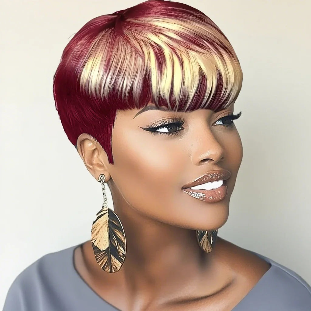 Peluca Pixie Cut 99J/613 con flequillo