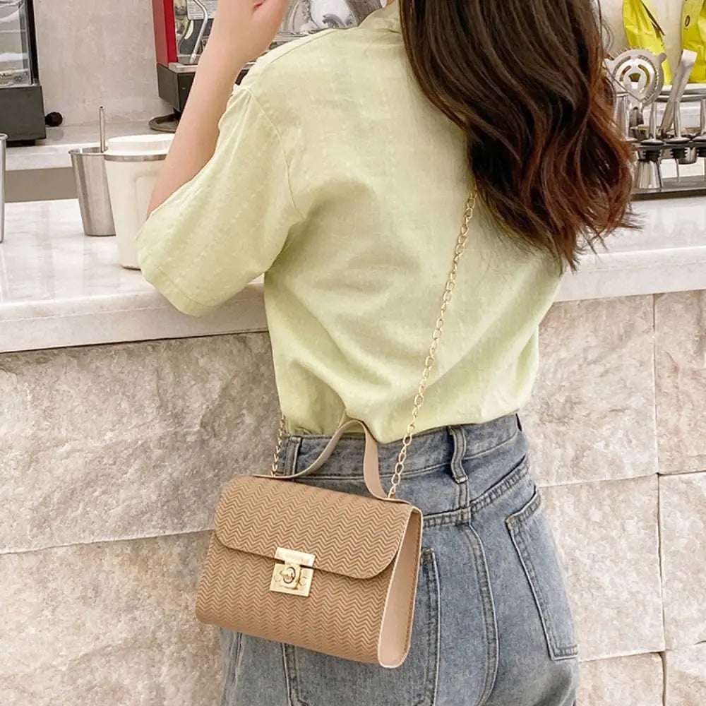 Bolso de hombro minimalista de piel sintética con cadena, bolso de mano de gran capacidad para axila, bolso de hombro individual, bolsos tipo tote, bolso bandolera para mujer