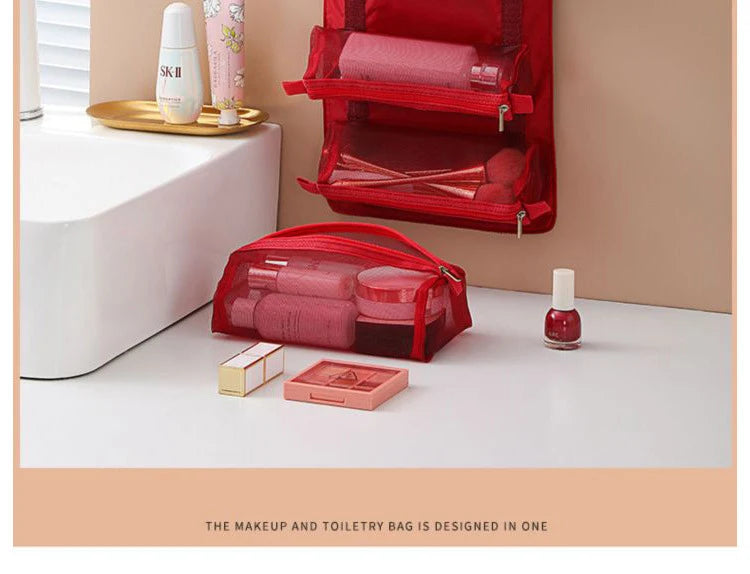Bolsas de maquillaje desmontables, 4 piezas en 1, neceser portátil de viaje plegable y separable, organizador de almacenamiento de artículos de tocador, bolsa de maquillaje nueva