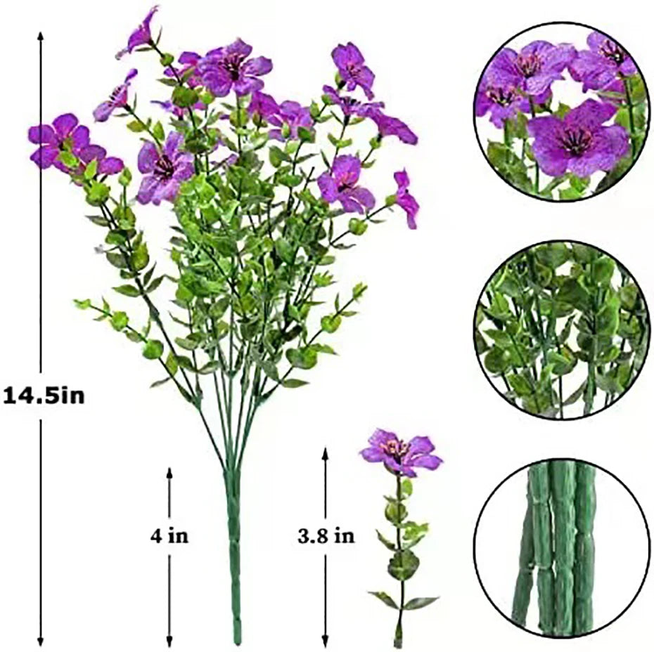 Flores artificiales para exterior, resistentes a los rayos UV, plantas sintéticas para jardín, bodas, hogar, cocina, decoración de granja, plantas artificiales