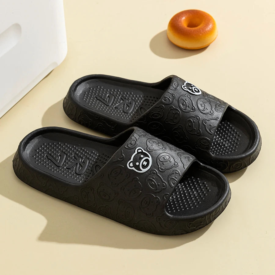 Verano Moda Hombre Zapatillas Estampado Osito Sandalias Interiores Baño Antideslizantes Suaves Mujer Dormitorio Zapatos Casuales Pareja