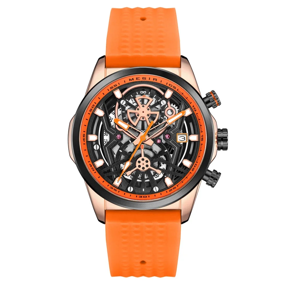 Relojes cronógrafo deportivos para hombre, marca de lujo superior, MEGIR, cuarzo, impermeable, a la moda, reloj de pulsera para hombre con fecha automática y manecillas luminosas