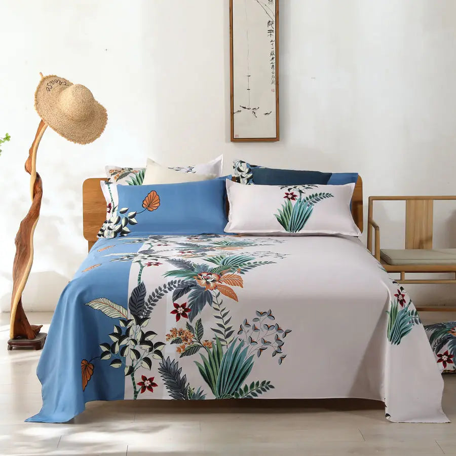 1 Sábana Bajera Textil Hogar Moderna Poliéster Algodón Sábanas Planas Ropa de Cama Tamaño Individual Queen King (Sin Fundas de Almohada)