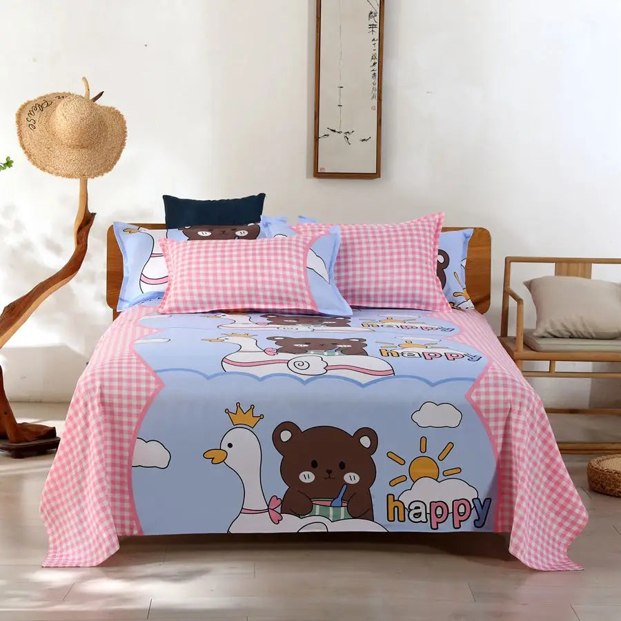 1 Sábana Bajera Textil Hogar Moderna Poliéster Algodón Sábanas Planas Ropa de Cama Tamaño Individual Queen King (Sin Fundas de Almohada)