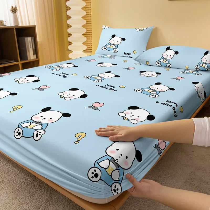 1 Cartoon Cute animal dog printed matte Fitted Sheet, bedroom printed bed cover, bedding (excluding pillowcases)