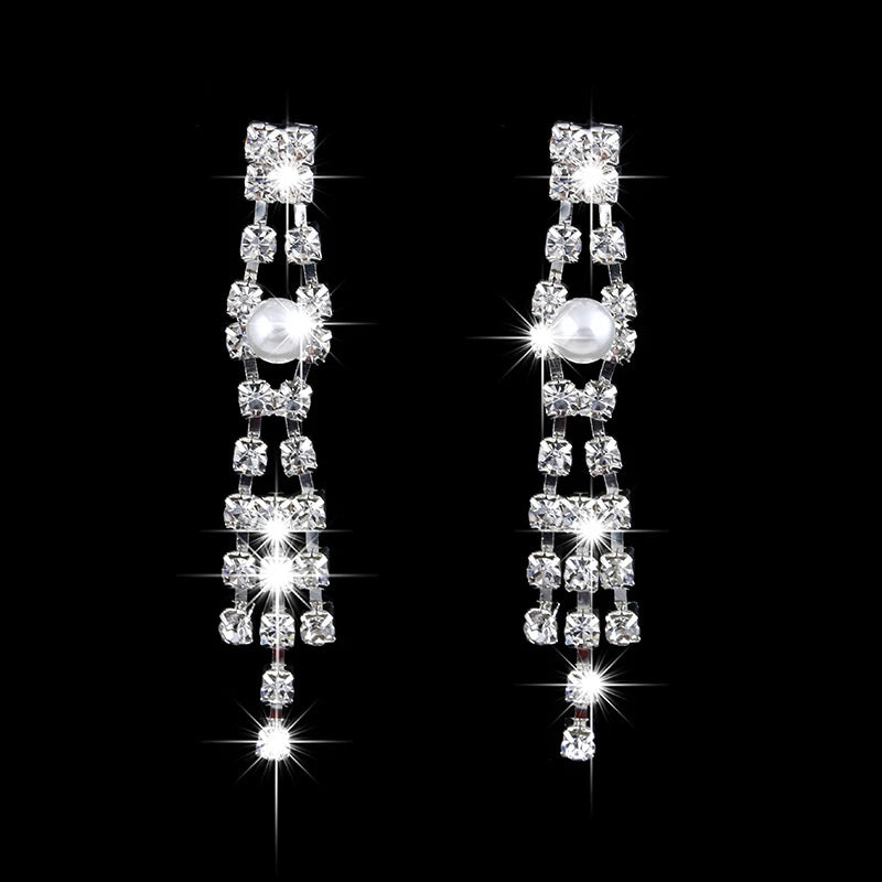 Luxury Pearl & Crystal Tassel Jewelry Set – Elegant, Sparkling & Perfect for Brides
