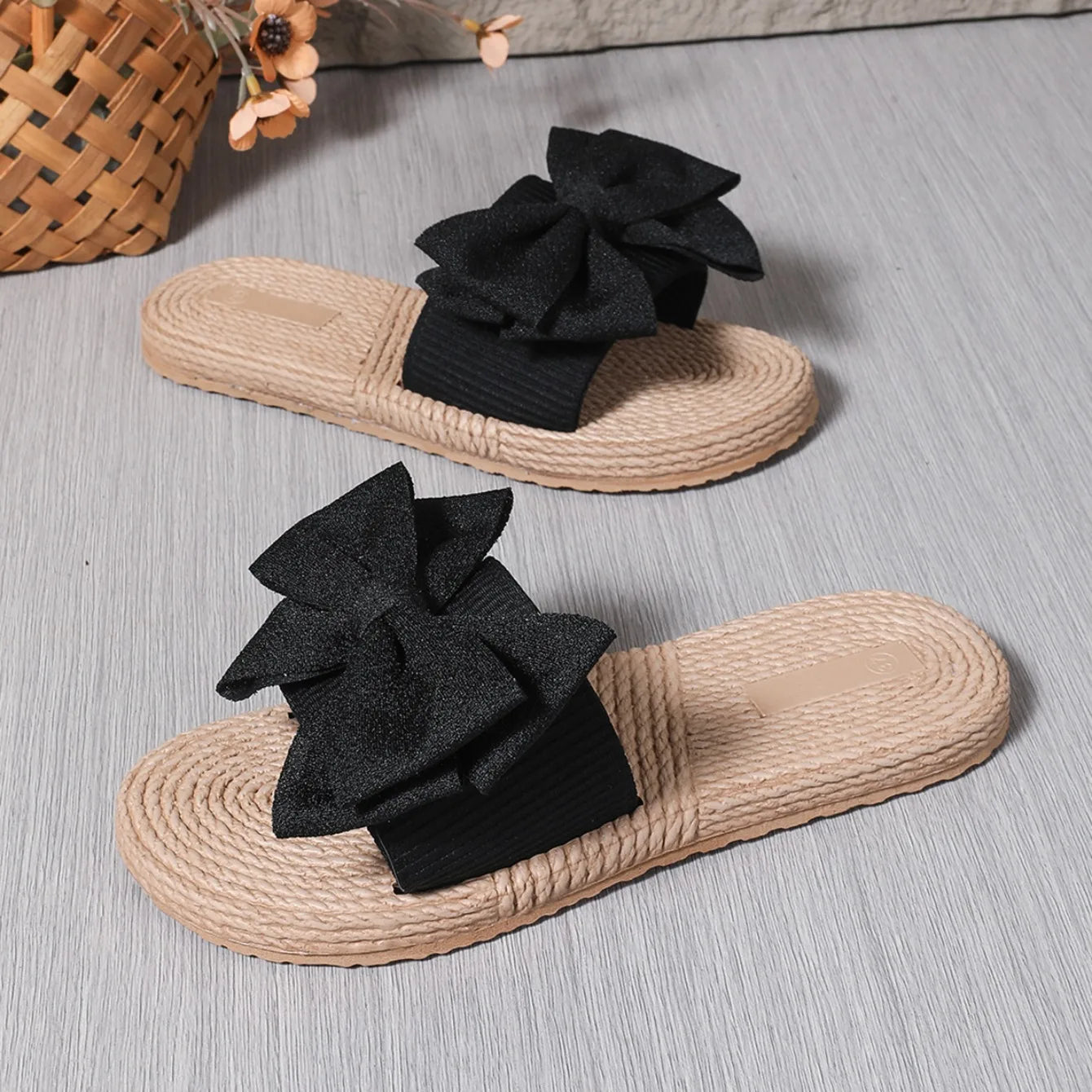 Zapatillas de mujer con lazo a la moda, sandalias antideslizantes, resistentes al desgaste, zapatos cómodos, suela blanda, tacón plano, pantuflas para mujer