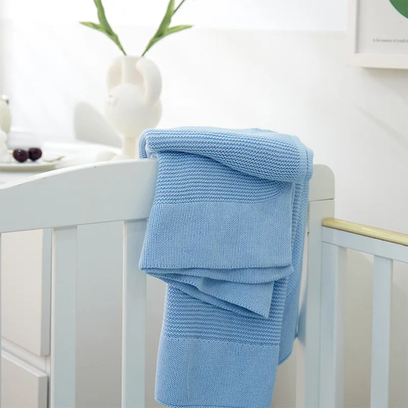 Manta de punto para bebé recién nacido, colcha de cama para niños, color sólido, algodón puro suave, para envolver bebés