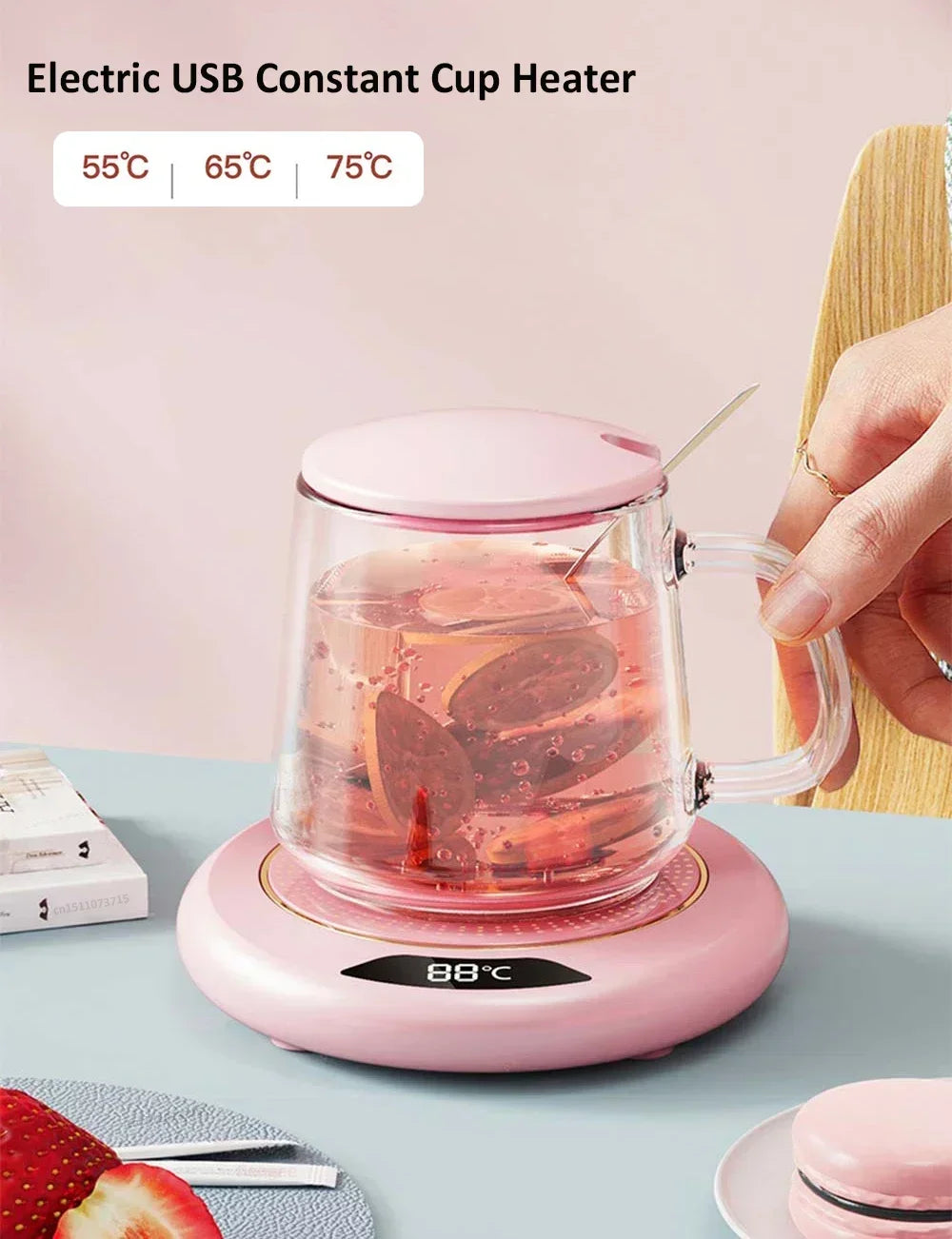 Calentador de Tazas Calentador Eléctrico de Tazas USB para Café Leche Té Almohadilla Calefactora de Agua Posavasos Termostáticos Calentador de Tazas para Hogar Oficina