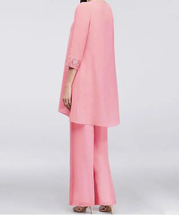 Conjuntos elegantes de pantalones para mujer, traje formal de oficina, tallas grandes, gasa, encaje, pantalones rectos, cárdigan, tops, conjuntos de 3 piezas para mujer