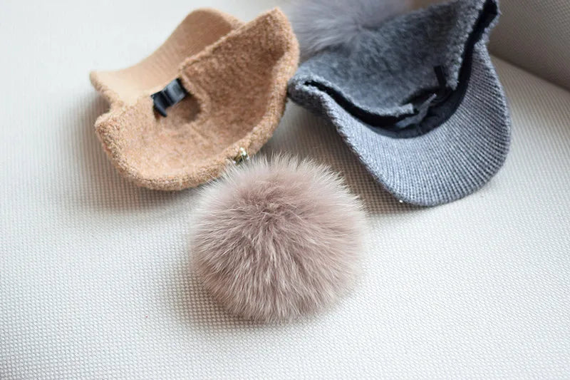 Gorra de béisbol unisex de invierno de moda para mujer, gorro de papá de lana de cordero de lujo con pompón de piel, gorra de papá cálida para invierno al aire libre de Hip Hop