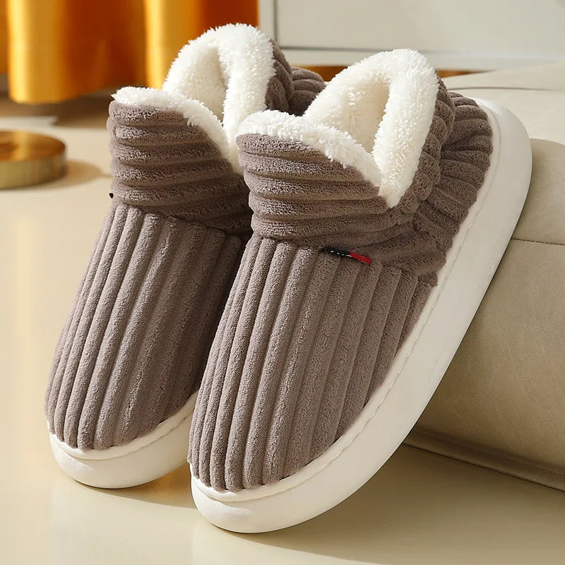 Evshine Chaussons à semelle souple pour femmes Mode hiver Femmes Chaussons en fourrure Peluche pelucheuse Hommes Chaussons chauds Fourrure Femmes Coton Chaussures