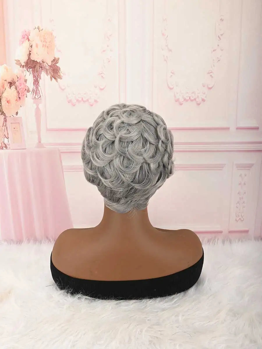 Short Pixie Brown Wigs Short Curly Pixie Wigs Synthetic Wigs Natural Wavy Pixie Cut Wig Short Curly Layered Pixie Wig