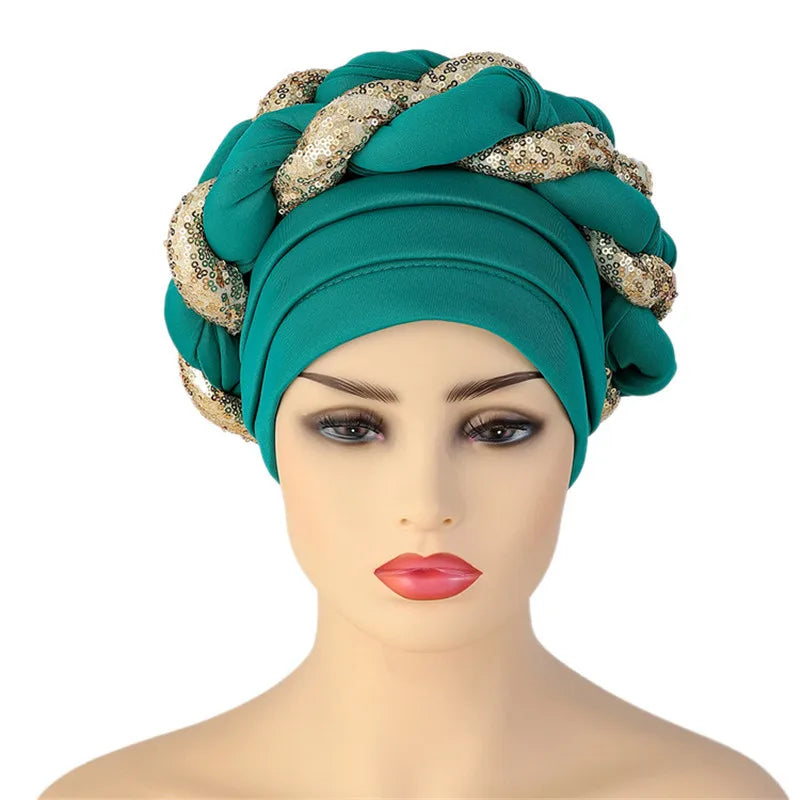 Sequin Braid African Turban