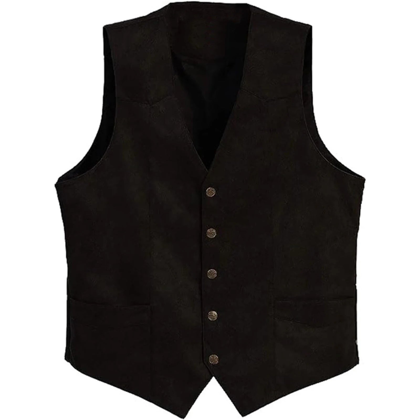 Chaleco Vintage para Hombre de un Solo Botón sin Mangas con Dobladillo Curvo Ropa Exterior Masculina
