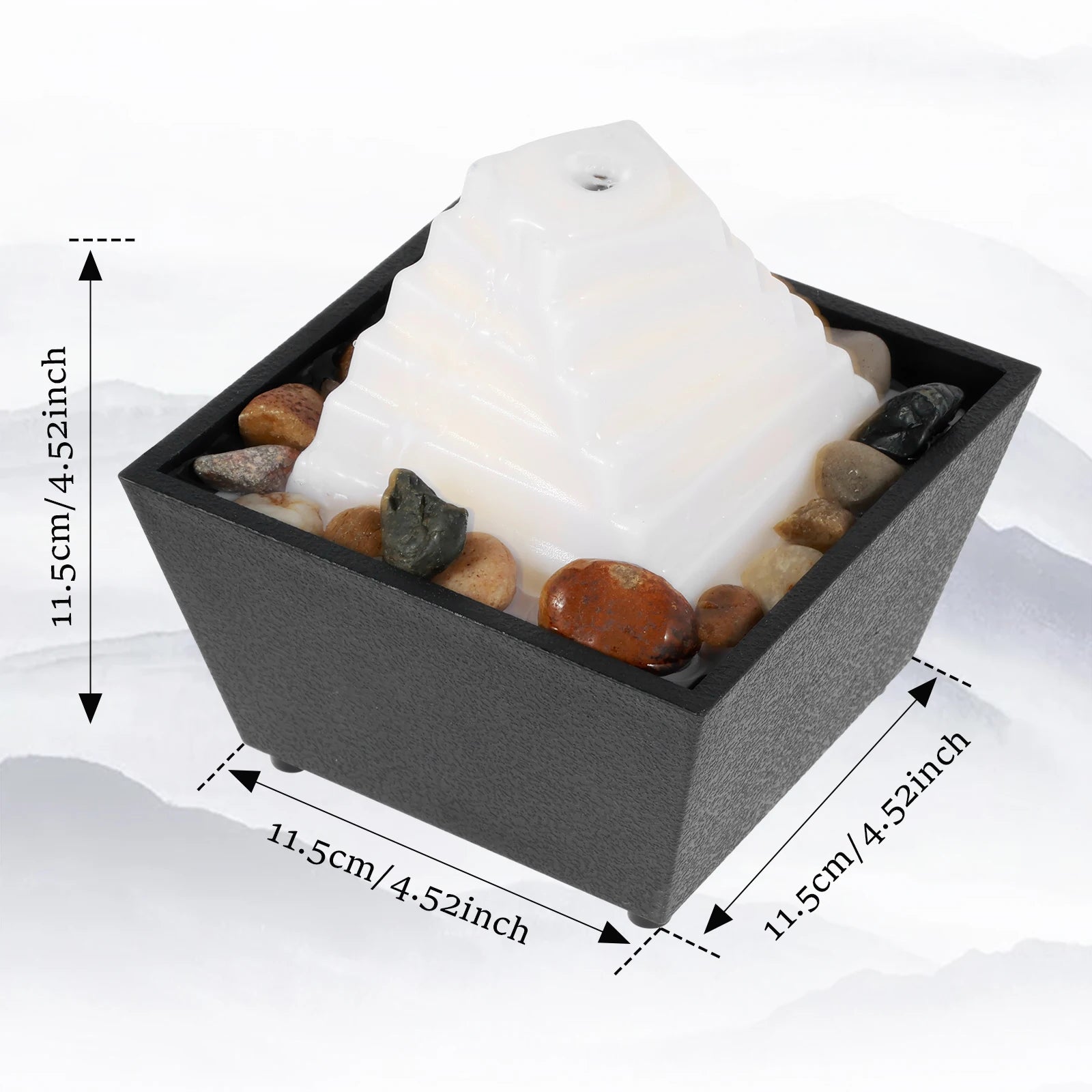 Fontaine de table, petite fontaine cascade, décoration de bureau avec lumière et galets, alimentée par USB, son relaxant, fontaine décorative