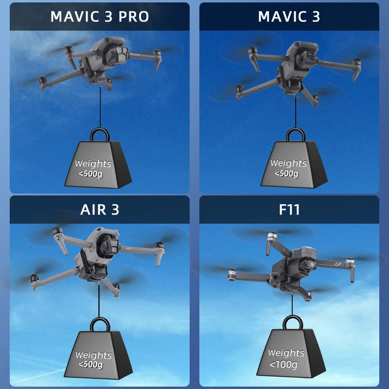 Sistema Airdrop para Drones DJI Avata 2/Mini 4 Pro/Air 3/Mini 3 Pro/Mavic 3 Pro/Mavic Pro Lanzador de Peces Rescate de Vida Envío de Regalos