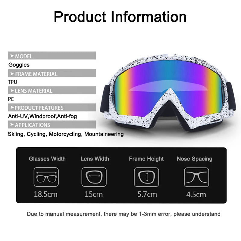 Gafas de esquí y snowboard, antiniebla, para esquí, invierno, deportes al aire libre, ciclismo, motocicleta, cortavientos, gafas de protección UV.