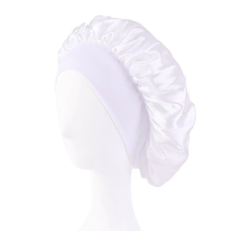 Gorros de satén lisos para mujer, con ala ancha, para dormir, bañarse, gorro unisex, con banda elástica, para el cuidado del cabello