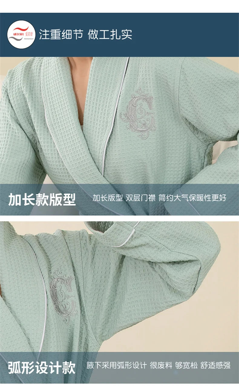 Top Quality Autumn Winter Bathrobes Couple Towel Terry Cotton Robe Men's Elegant Five-star Hotel Home Wear Bath RobeAbsorb Water