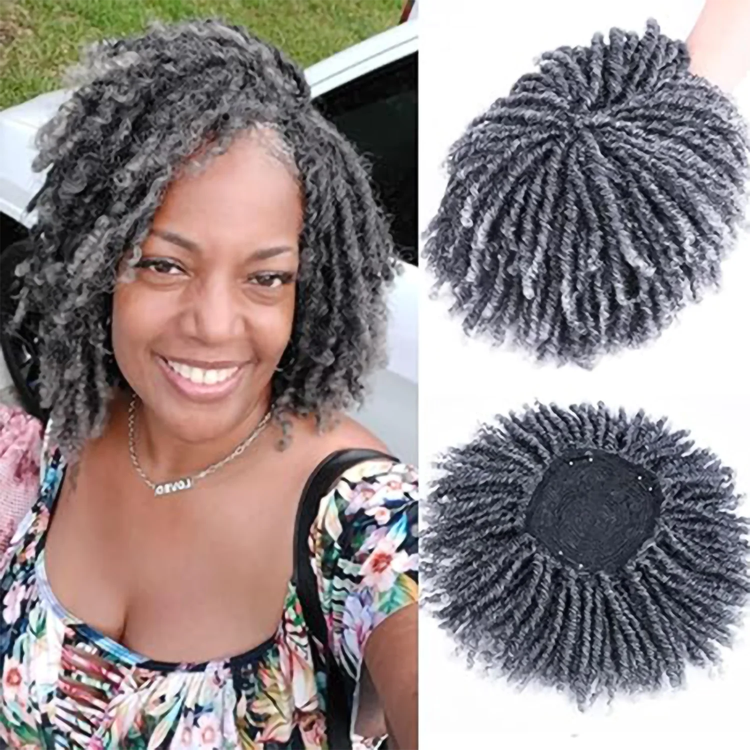 6 Inch Short Dreadlock Wigs Synthetic Braided Half Wig Short Hairpieces Hair Toupee Afro Wigs for Men Black Women