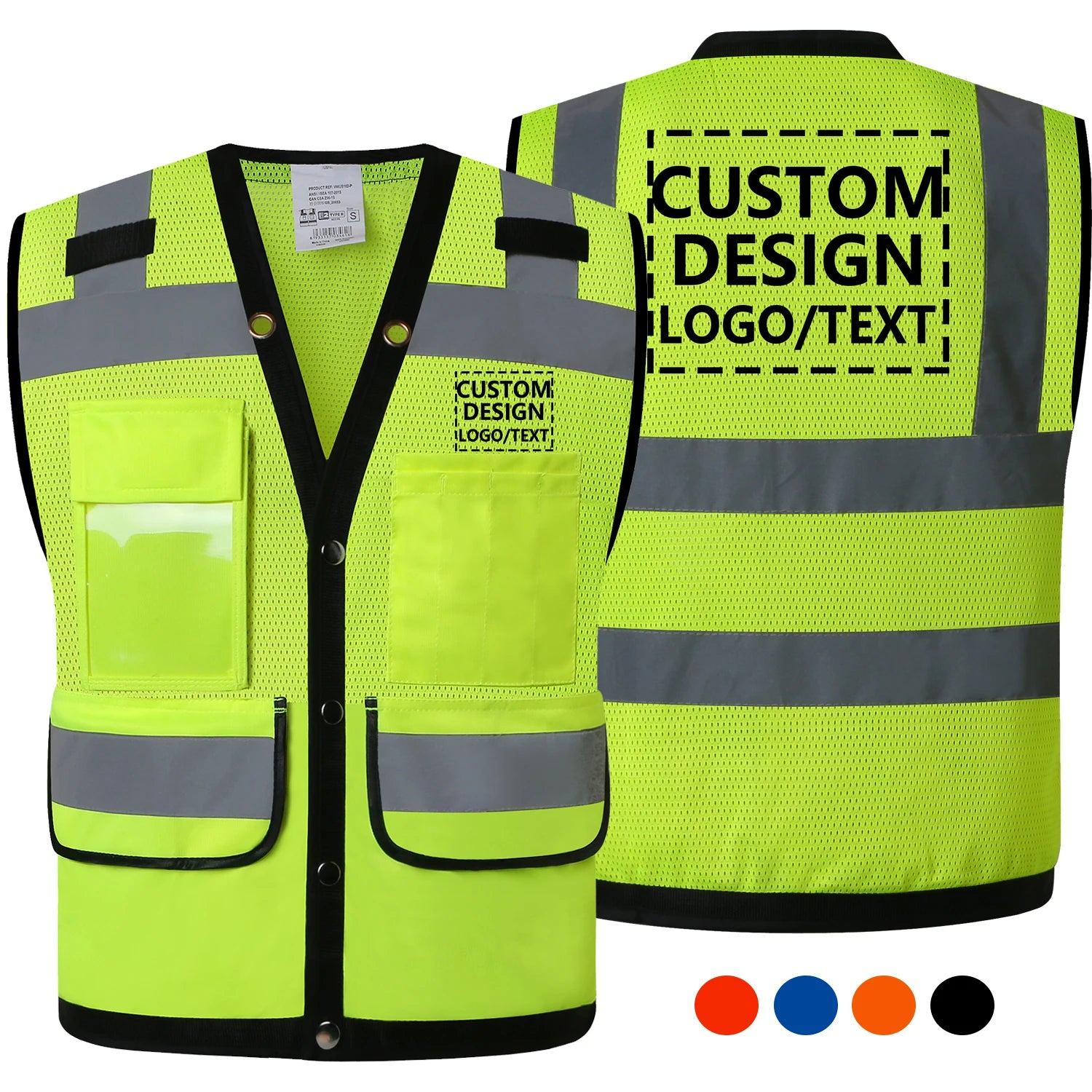 Workwear Vest With Customize Logo For Men Hi Vis Vest Jacket Workwear Custom With Logo And Text