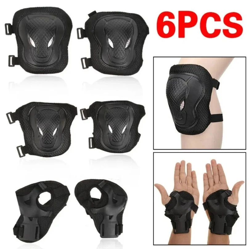 Women Men Elbow Wrist Knee Pads Protective Gear Set Skate Roller Cycling Bike 6pcs set of roller skating ice protection knee pad