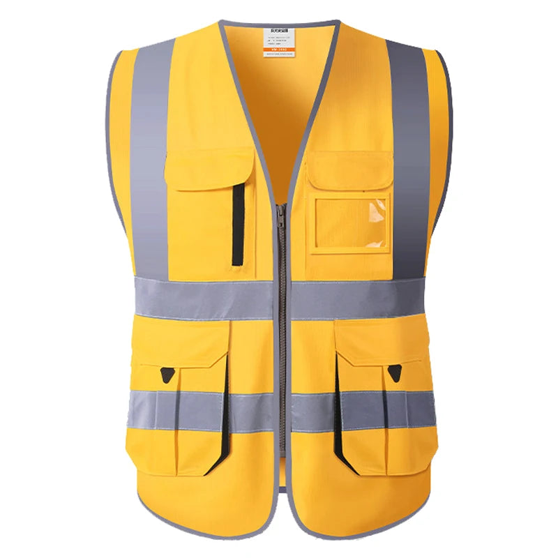 Chaleco Rojo para Hombre Chaleco de Trabajo con Múltiples Bolsillos Ropa de Trabajo de Alta Visibilidad