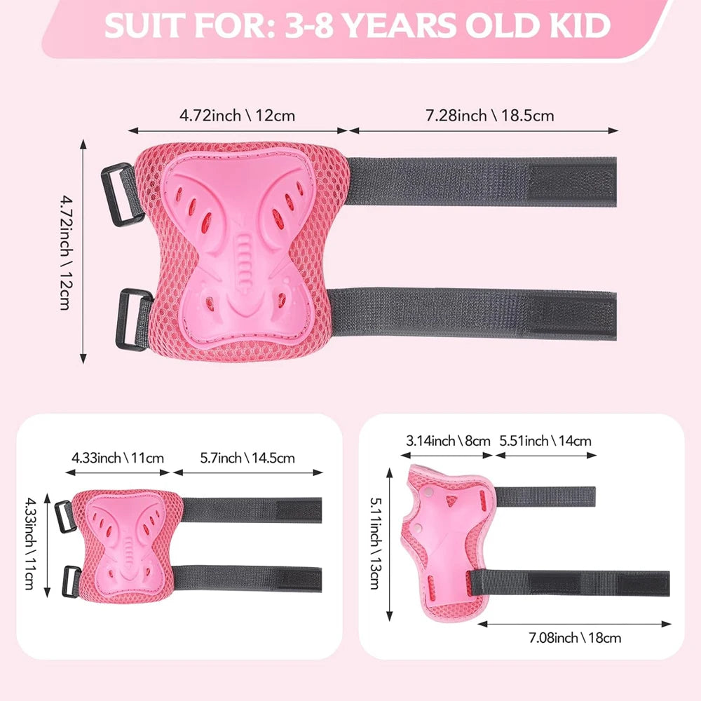 Juego de equipo de protección 6 en 1 para niños, rodilleras para niños de 3 a 10 años, rodilleras y coderas para niños pequeños con protectores de muñeca para patinar y andar en bicicleta