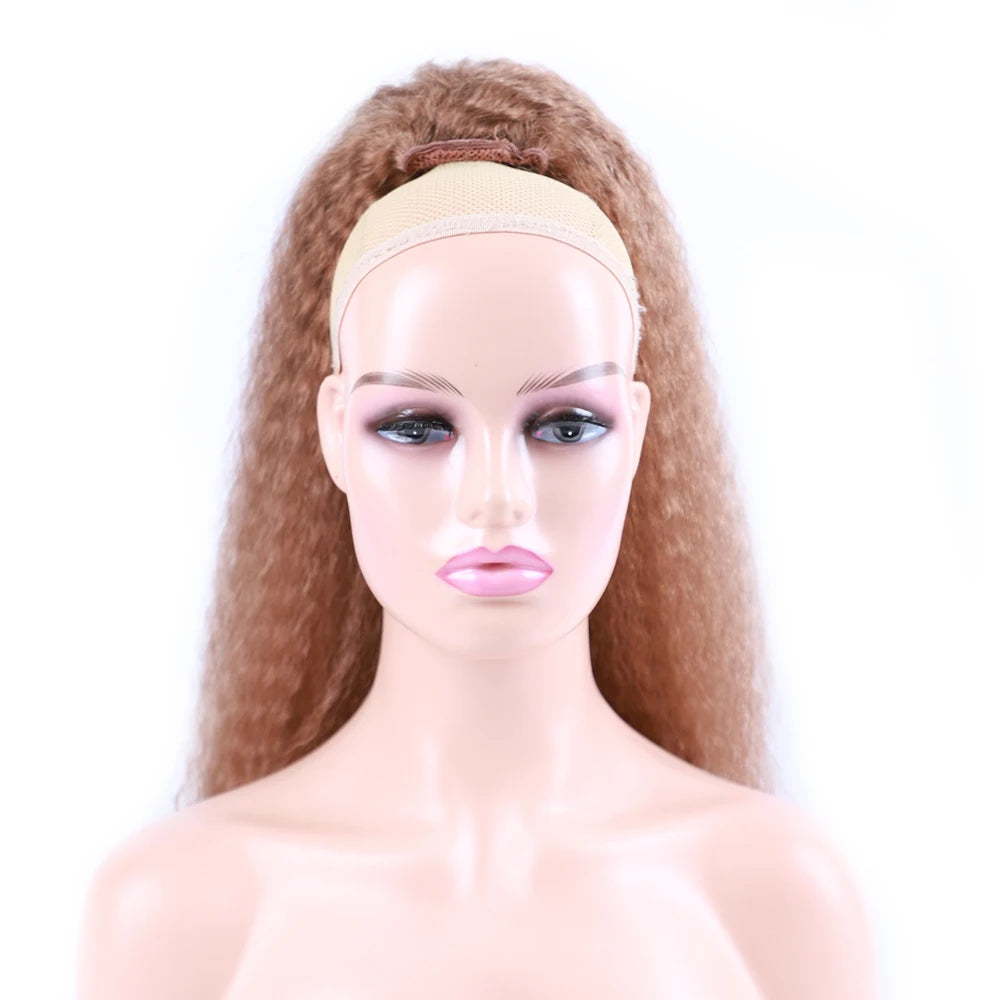 Extensions queue de cheval synthétiques blond doré Afro Puff Cheveux bouclés Produits capillaires Cheveux synthétiques Afro Crépus Queue de cheval Cheveux noirs Queue de cheval