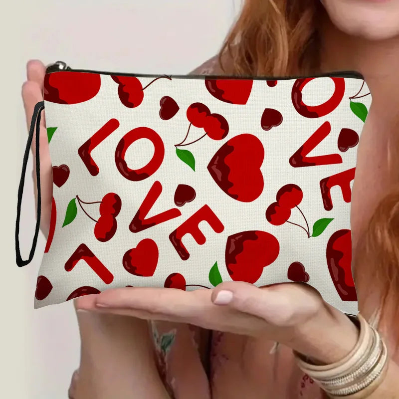 Heart Print Makeup Pouch