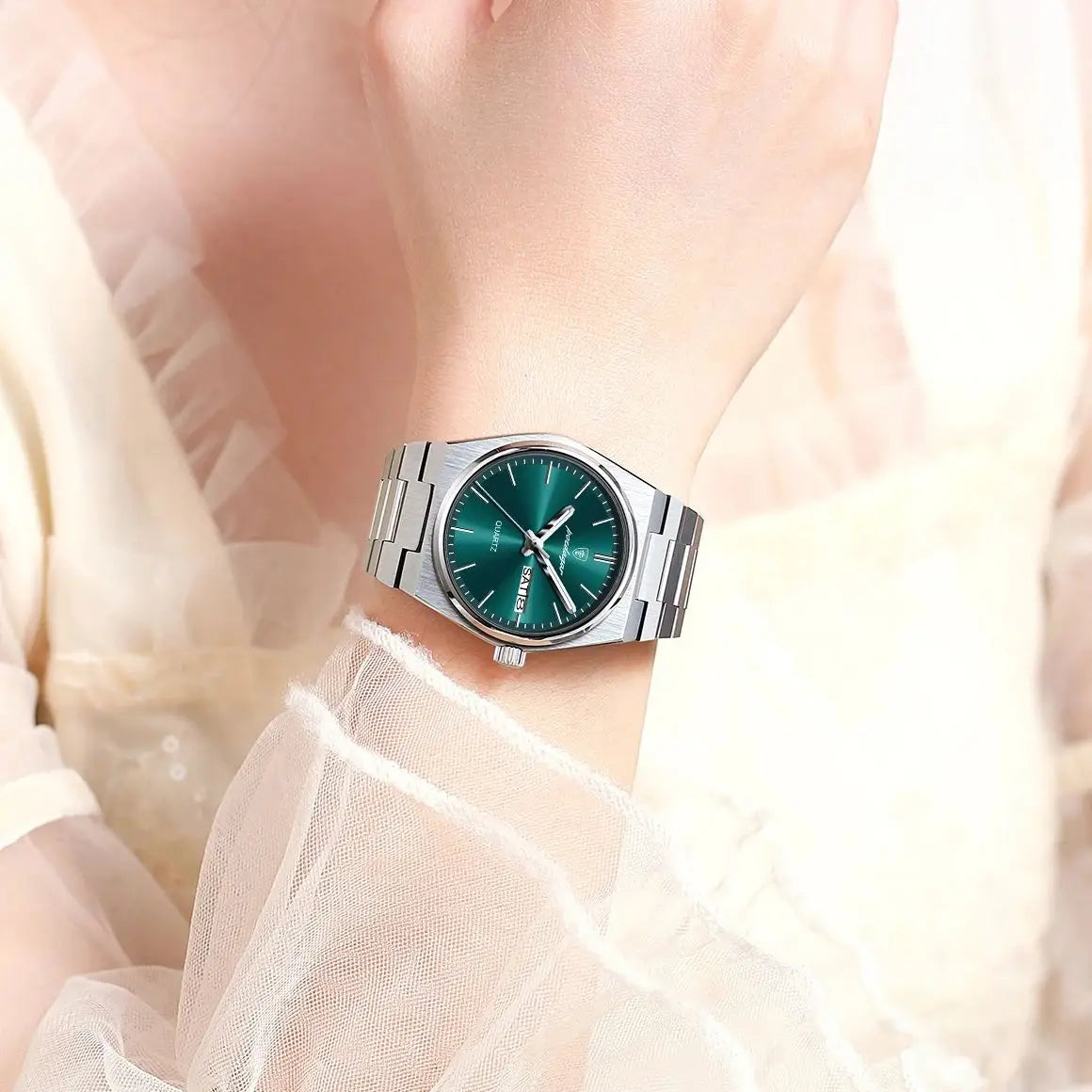 POEDAGAR Relojes Elegantes para Mujer Impermeable Luminoso Fecha Semana Reloj de Cuarzo de Acero Inoxidable para Mujer Reloj de Pulsera de Moda