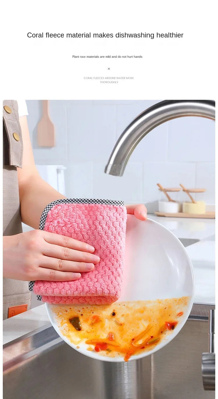 Paño de cocina Trapo de microfibra trapo de cocina paño para platos antiadherente toalla de limpieza de mesa engrosada almohadilla absorbente de limpieza para el hogar