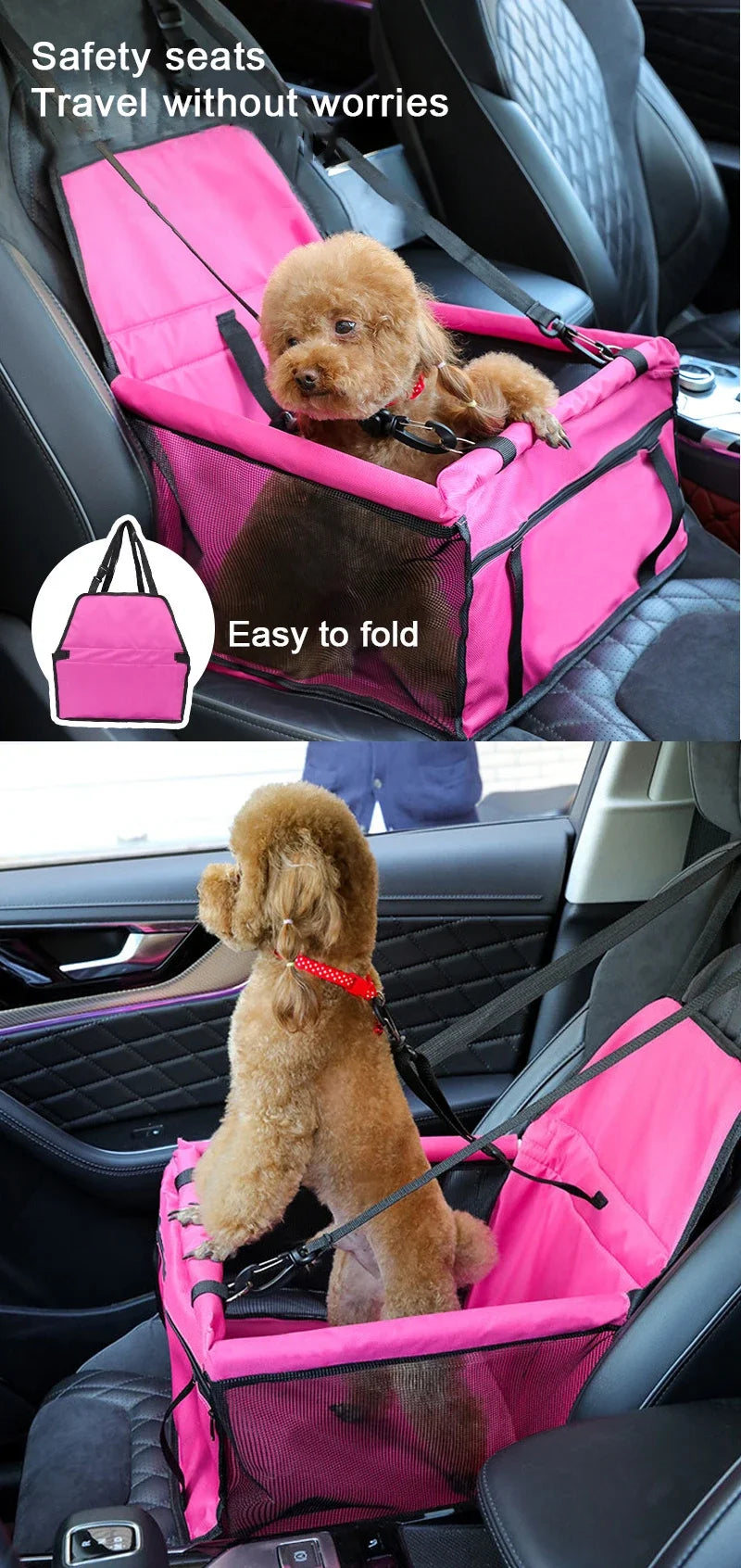 Bolsa de viaje de malla colgante, plegable, para accesorios de viaje, doble grosor, impermeable, con 5 colores, suministros para mascotas, alfombra para perros, manta, bolsa de seguridad para el asiento del coche de mascotas
