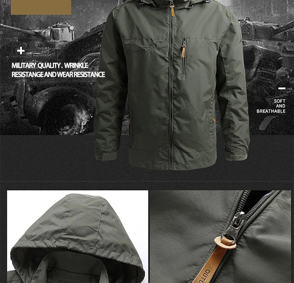 Chaqueta de invierno a la moda con capucha, chaqueta de camping y senderismo, chaqueta informal impermeable para hombre, cortavientos, ropa de abrigo para hombre