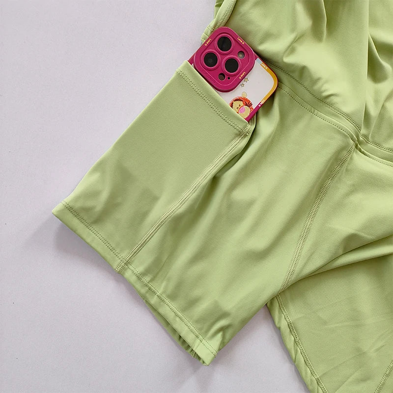 Falda de yoga deportiva, falda pantalón de bádminton y tenis, falda de secado rápido de medio cuerpo con bolsillo, falda pantalón con abertura lateral y tirantes para exteriores