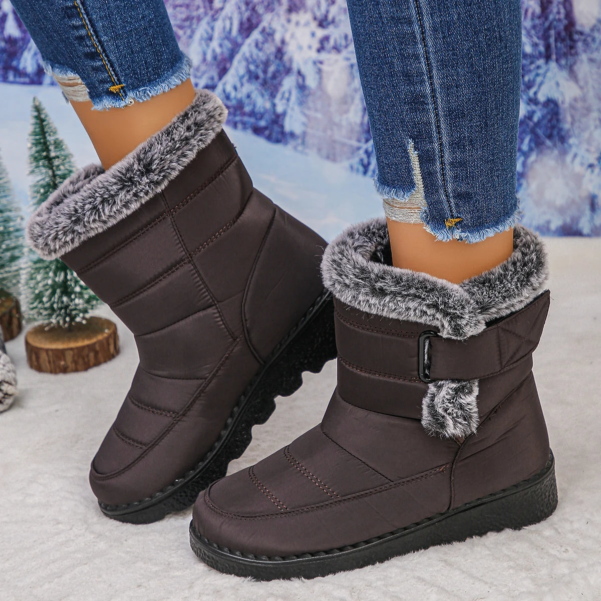 Women Anti-slip Snow Boots Winter Outdoor Warm Designer Shoes Women Comfortable Plus Size Platform Ankle Boots Zapatos De Mujer