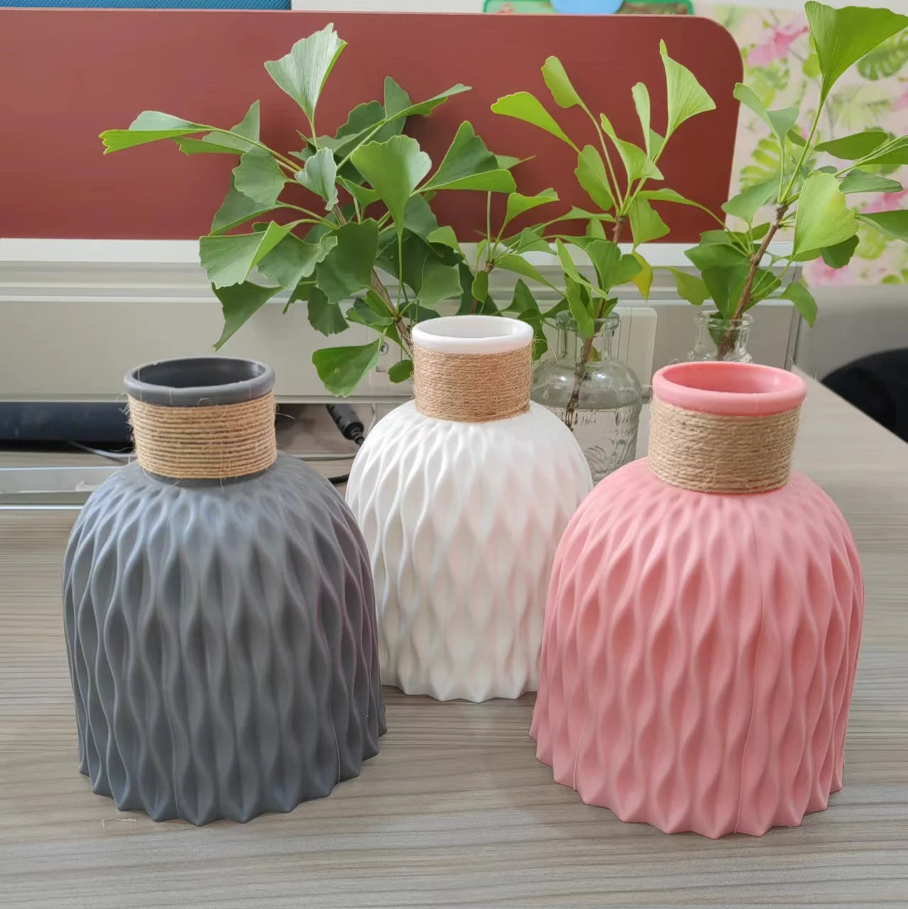 Vase décoratif de table en plastique 1/2, vase moderne de célébrité Internet, décoration de salle à manger et de salon, non hydroponique