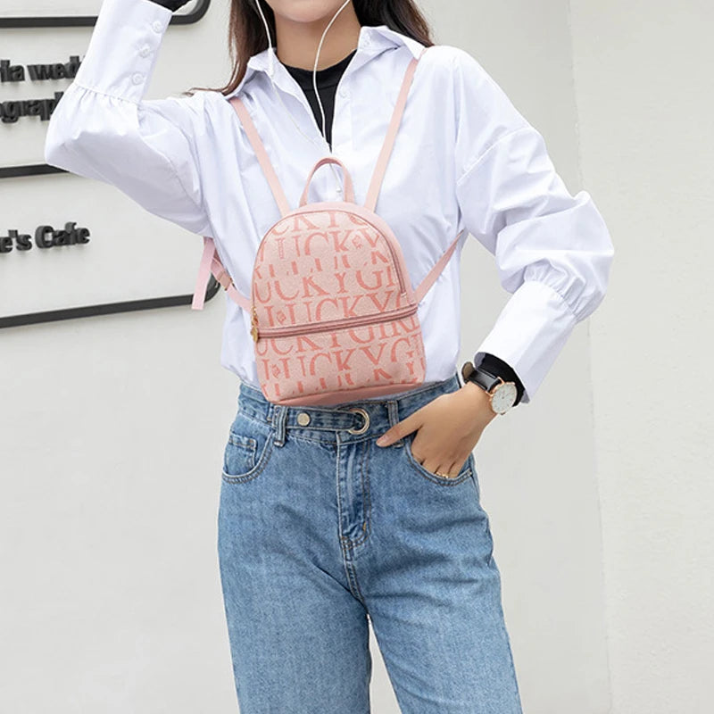 Mini Mochila de Moda Retro Bolso Bandolera Pequeño Lindo Monedero de Cuero PU Pequeña Mochila para Mujer Viaje Salida Bolso