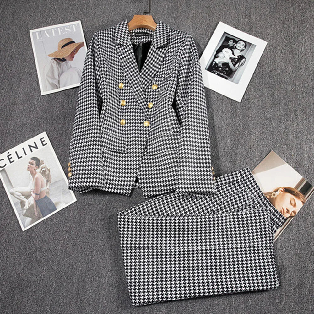 Conjuntos de blazer de manga larga casual y pantalón para mujer, trajes de moda de 2 piezas para mujer, abrigos y chaquetas para oficina