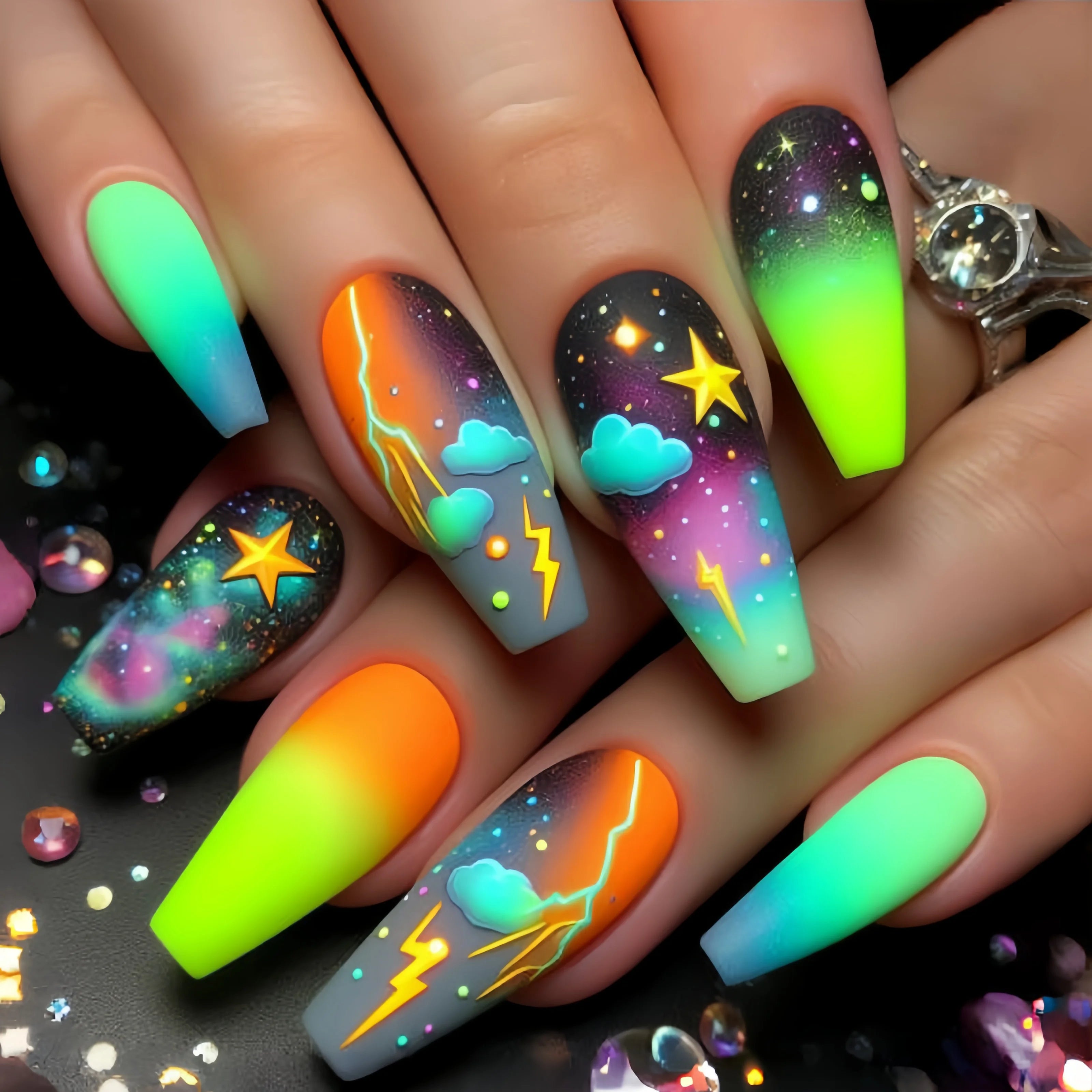 Gradient Flower Ballet Nail Stickers
