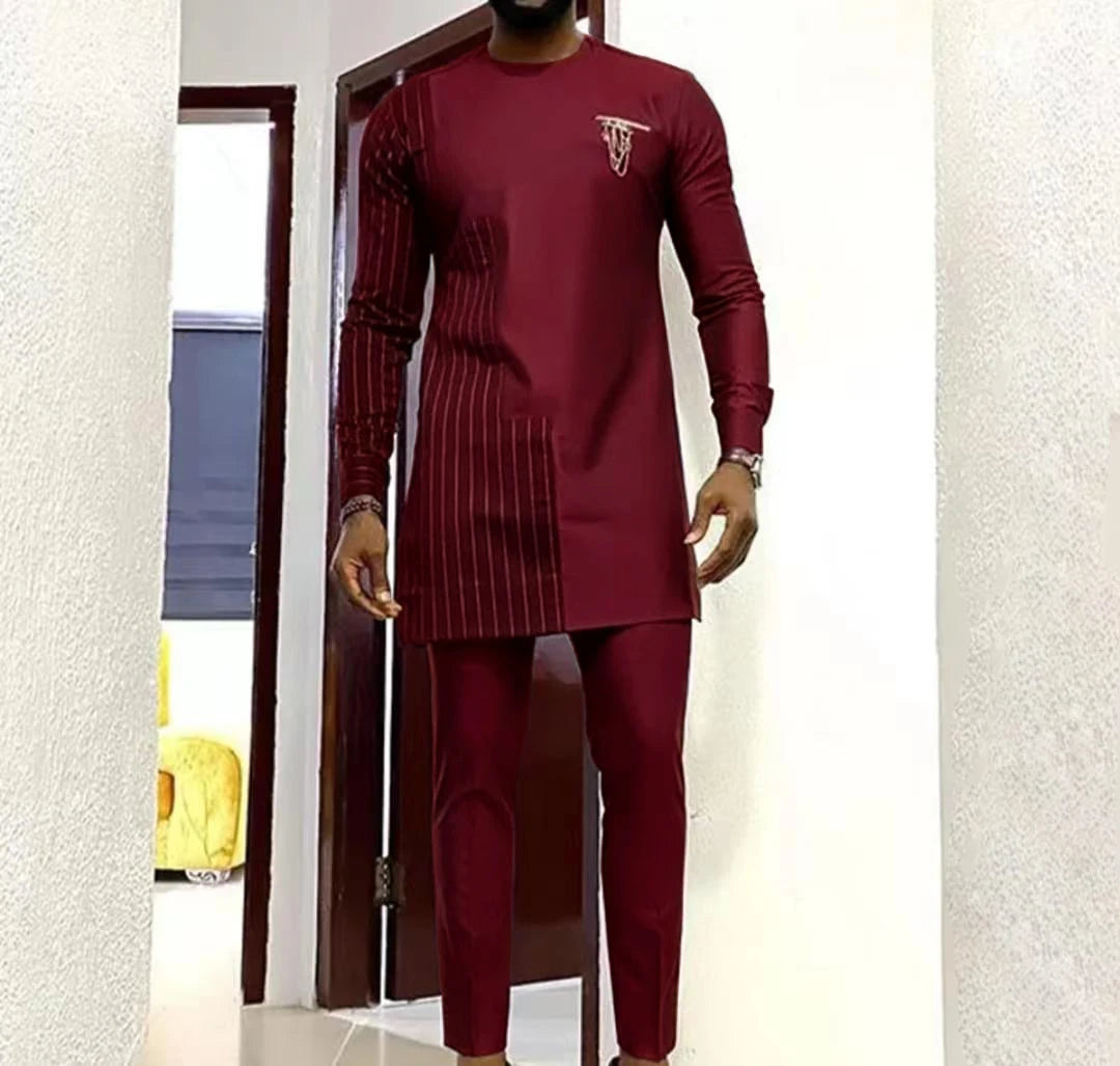 Conjuntos de verano para hombre, ropa, caftán, lujoso, manga larga, top y pantalones, traje de 2 piezas para hombre, ropa tradicional étnica africana para hombre