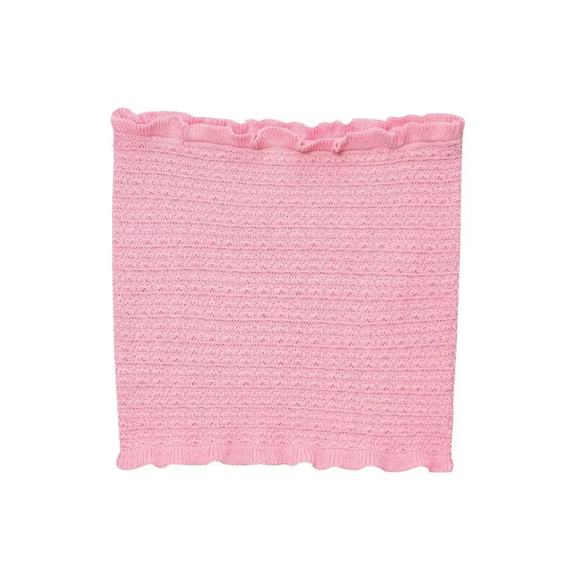 MUJER Conjunto de Falda Tejida Rosa 2 Piezas Falda Larga Plisada para Mujer Top con Volantes sin Hombros Conjunto de Faldas para Mujer Atuendo de Verano